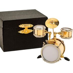 Miniature Drum with Case Mini Percussion Musical Instrument Mini Drum Miniature Dollhouse Model Christmas Ornament and Gift (Drum)