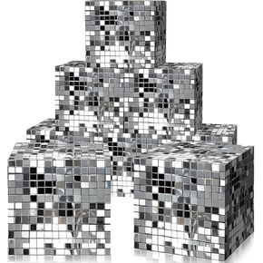 6 Pcs Disco Party Boxes Decor 11.8 Inch Large Disco Gift Decor with Lids Folding Square Treat Boxes for DIY Gift Wrap Wedding Holiday Christmas Birthday Supplies Photo Booth Props Decoration
