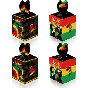 LOONELO 12PCS صناديق تاريخ التاريخ الأسود شهر ، أمريكا من أصل أفريقي فبراير Goodie Candy Gift Jopboard Joxes for Black Prid