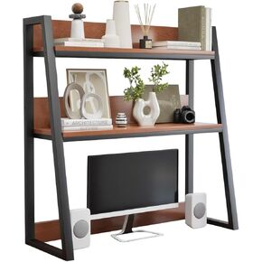 Desktop Hutch Shelf, Countertop Storage Bookshelf for Computer Desk, Desktop 2-Tier Display Rack, Multipurpose Wood Desktop Hutch Storage Organizer for Dorm Office Home,36 * 12.6 * 29.5 INCH