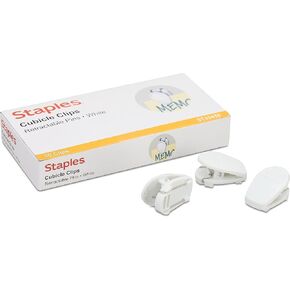 Staples Cubicle Clips, White, 20 Clips/BX (33455)