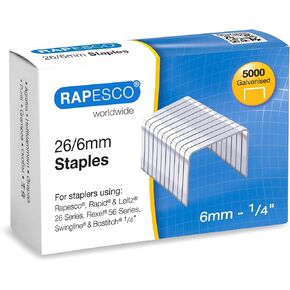 Rapesco S11662Z3 Staples, 26/6 mm Galvanized [Box of 5,000]