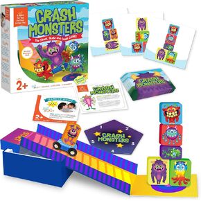Peaceable Kingdom Crash Monsters Toddler Game - Learning Toys for 2 Year Olds and up, Preschool Games, Toddler Board Games - Develops Fine Motor Skills, Color Matching, Stacking Blocks