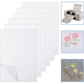 HJZHII 6PCS Sticky Water Soluble Embroidery Stabilizer, A4 (8.3" x 11.7") Dissolvable Printable Paper Wash Away Stabilizer for Print Draw Patterns Medium Weight Hand Machine Embroidery