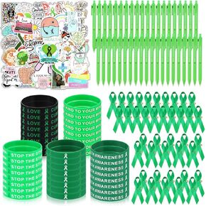 170 PCS مجموعة التوعية بالصحة العقلية تشمل أقلام الحبر أقفال حبر السيليكون ملصقات الصحة العقلية عناصر التوعية بالصحة العقلية هدايا الصحة العقلية للرجال المراهقين