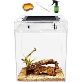 Reptileg Growth Tall Terrarium Set (PC), 8''*8''*11'' with Top Sliding Door Screen Ventilation Reptile Terrariums for Snake, Frog,Insect,Tarantula,Hermit Crab，Spider,Iguana,Tortoise,Bearded Dragon