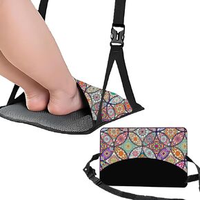 Airplane Footrest Adjustable Feet Rest for Plane Easy to Use Foot Hammock Airplane Travel Essentials Portable Light Leg Hammock for Plane Travel Accessories for Adult (Datura)