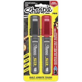 SHARPIE PRO Permanent Marker, Medium, Chisel Tip, Assorted Colors, Black and Red 2-Count (2018333)