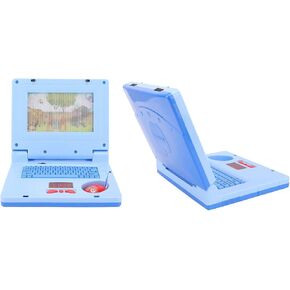 Drfeify Kids Learning Laptop, 19 x 15.7 x 3.8 cm, Educational LED Music Electronic Cognitive Development Simulation Computer Toy (Blue Non Retractable Mouse)