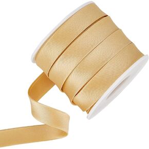 BENECREAT 13.6 Yard Satin Bias Tape 15mm/0.6inch Double Fold Satin Binding Bias Ribbon for Cheongsam Decoration, Clothing Seaming Piping, Light Khaki