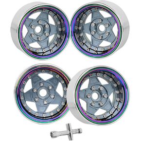 ترقيات الجزء 1.9 بوصة Aolly Wheel Rim Beadlock لـ 1/10 RC Crawler SCX10 TRX4 VS4-10 GEN8 ، Wheel Hub Rim Aluminium 1.9 Beadlock Wheel Rims Huffy Duty （التيتانيوم）