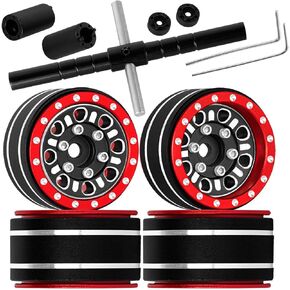 Aluminum 1.0 in Beadlock Wheel Rim for 1/18 TRX4M 1/24 SCX24 FCX24 RC Crawler Car,1.0 Wheel Tires Wheel Hub Rim Beadlock Wheel Rims Heavy Duty,Silver