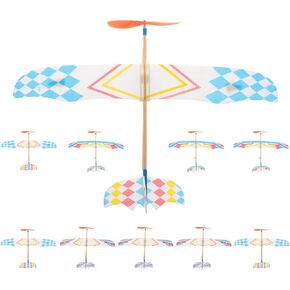 Vaguelly 10Pcs Rubber Band Powered Aircraft Airplane Model Throwing Glider Airplane Toy for Outdoor Sports Toy with Rubber String Launch Outdoor Sport Toy Easter (Random Style)