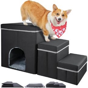 Dog Stairs for Small Dogs/Small Kittens Pet Stairs with Storage Function and Storage Items for Puppies/Kittens Staircase for Bedroom Bedside and Table