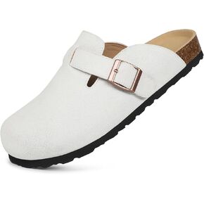 Dumalum Clogs for Women Men Suede Clogs Adjustable Buckle Slip-on Cork Footbed Mules Clogs Antislip Sole Slippers Unisex