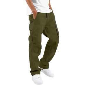 ALLABREVE Mens Casual Joggers Pants Hiking Drawstring Chino Cargo Pants Straight Leg Pants
