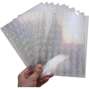 6 Holes Clear PVC Hologram Heart Binder Pockets Loose Leaf Filing Bag Document Folder Refills Paper Page Sheet Protector for 6 Rings Budget Binder Notebook(A5,20Pack)