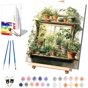 Flower Paint by Numbers for Adults with Framed Canvas-with Wooden Easel,Paint by Number on Canvas Flowers,DIY Acrylic Oil Painting Kits with Brushes Nice Gift Box for Home Wall Decor(16x20inch)