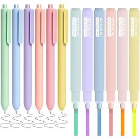 GOTIDEAL Aesthetic Highlighters and Gel Pens, 12 Pack No Bleed Bible Highlighters, Black Ink Gel Pens for Bible Journaling Planner Notes School Office