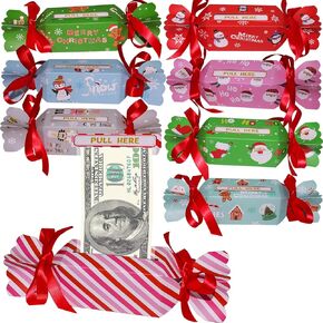 16 Pack Christmas Money Boxes for Cash Gift Pull, Surprise Money Holder for Kids Adults with 200Pcs Transparent Bags - Fun Ways to Give Cash As A Gift for Your Loved Ones
