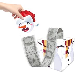 HEIPINIUYE Christmas Money Box for Cash Gift Pull - Santa Claus Pull Out Box With 50 Transparent Bags for Kids, Women, Men - Surprise Roll Gift