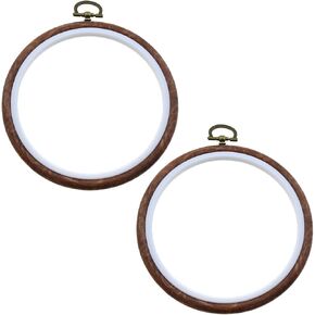 2PCS 5 Inch Embroidery Hoop Frames Round Imitation Wooden Cross Stitch Hoop Handmade for Fabric Painting Handmade Sewing Crafts Cross Stitch Aids