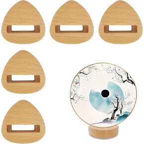GeryVtee 6 Pcs Embroidery Hoop Stand Small Embroidery Hoop Holder Embroidery Hoop Wooden Base Embroidery Hoop Display Stand for Embroidery Cross Stitch Hoop Accessories Decor(Triangle)