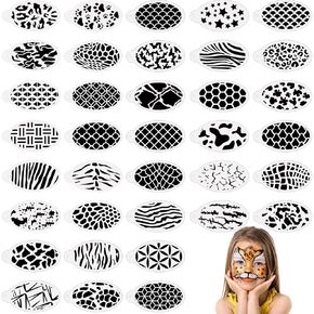 Harloon 36 Pcs Face Paint Stencils Kit, Kids Makeup Temporary Tracing Body Painting Stencils Animal Geometric Tattoo Templates Plastic Templates for Art Crafts Party Gift Decoration