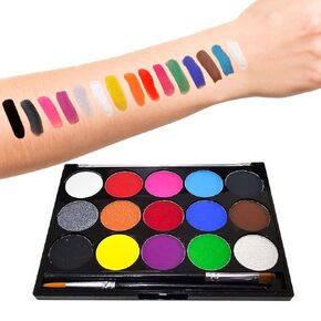 15 Colors Face Body Paint Neon Fluorescent Rave Body Paint Water Based Face Painting Non Toxic Face Painting for Kids Adult Body Painting