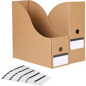 35 pack Cardboard Magazine File Holder Organizer, Foldable Magazine Storage Box Holder Document Rack Desktop File Organizer for School, Office and Home (10.12 x 3.78 x 10.43 Inches, Brown)
