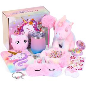Toy Set Gifts for Girls, Kids Stuffed Animal Plush Toy with Diary Eye Mask Water Bottle Kit Hairband,Birthday Gift For Teen Girls Age 5 6 7 8 9 10 11 12