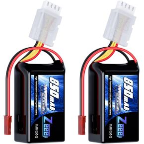 Zeee 3S Lipo Battery 850mAh 11.1V 50C with JST Plug for FPV Quadcopter Racing Drone Helicopter Airplane RC Boat RC Car RC Models(2 Pack)