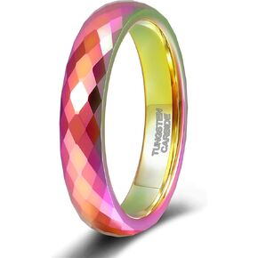 TRUMIUM 6mm 8mm Black Gold Mens Wedding Band Tungsten Carbide Rings for Men Women Hammered Multi-faceted Matte Finished Engagement Promise Couple Rings Size 6-14