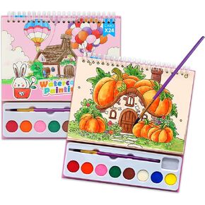 KAYSENSUK Watercolor Painting Coloring Books Arts & Crafts Kit, Mess Free Paint with Water Set, Pocket Watercolor Paint Bookmarks, Travel Activities Art Party Favors Exchange Birthday Gifts for Kids