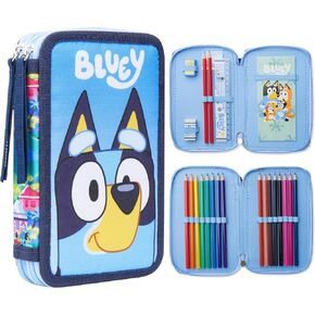 Bluey Filled Pencil Case with Stationery for Kids, School Supplies Coloring Pencils, Notepad - Gifts for Kids