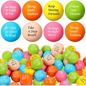 Aoriher 36 PCS كرات الإجهاد التحفيزية كرات الإجهاد الملونة اقتباسات ملهمة ألعاب الرغوة المضحكة المضحكة هدايا يدوية للمكتب ألعاب صغيرة لتحفيز الإمداد (متعدد الألوان)