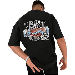 COZYEASE Men's Letter Graphic Tee Casual Short Sleeve Round Neck Summer Shirt Streetwear Top