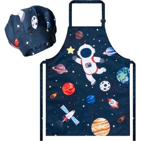 R Horse Kid Apron و Chef Hat Set - 2pcs مساحات قابلة للتعديل رائد فضاء الأطفال المطبخ المطبخ المطبخ دوار لعب الطهاة لعبة طفل الطهي هدية عيد ميلاد للأطفال الطهي الطهي الرسم والتدريب