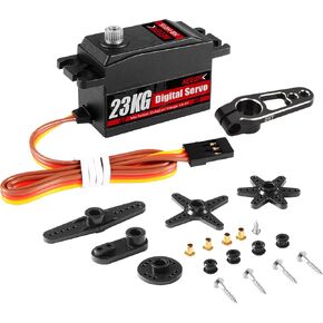 23KG Low Profile Digital Servo and 25T Servo Arm,High Torque Full Metal Gear for 1/10 RC Car On-Road Touring Drift Car/Robot/Boat