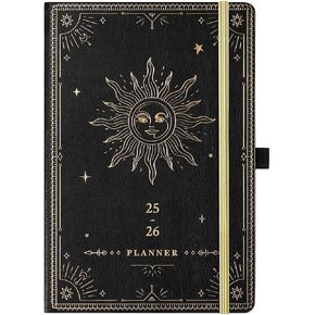 Planner 2025-2026 - Academic Planner 2025-2026, July 2025 - June 2026, 5.75" x 8.25", 2025-2026 Weekly Monthly Planner, Faux Leather Planner 2025-2026 with Back Pocket & 40 Notes Pages - The Sun