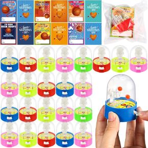 Capoda 36 Pack Valentines Day Gifts with Mini Basketball Shooting Games Sports Gift Cards Finger Basketball Toy Valentine's Exchange Greeting Cards for Classroom School Valentines Party Favors