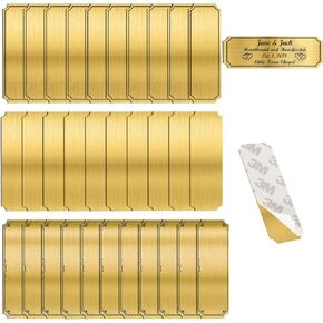 30 Pcs Name Plates Laser Engraved, Brass Plate Blank Name Plates Picture Frame Name Label Art Tag Suitable For Trophy Nameplates And Jewelry Boxes, With 3M Adhesive Backing(1'' X 3'')
