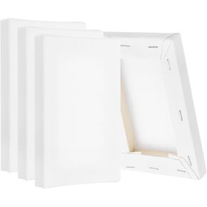 PATIKIL Stretched Canvas, 12 Pcs 5" x 3" Rectangle Canvas for Painting Blank Primed Canvas Cotton Canvas Panels for Acrylics Oil Watercolor Paints, White