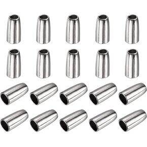 uxcell 20Pcs Metal Bell Stopper, 3mm Conical Cord Ends Lock Rope Fastener End Stopper for Drawstring Lanyard Backpack Bag DIY, Silver