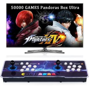 50000 in 1 Pandoras Box Ultra Arcade Game Console , Retro Game Machine for PC & Projector & TV, 2-4 Players, 3D Games, Search/Hide/Save/Load/Pause Games, 1280X720