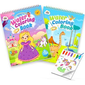 ZMLM Paint with Water Coloring Books for Toddlers - Mess Free Painting Activity for Kids - Arts & Crafts Gift Toy for Boy Girl Ages 4+ Birthday Christmas Easter Stocking Stuffers (Princess & Animal)