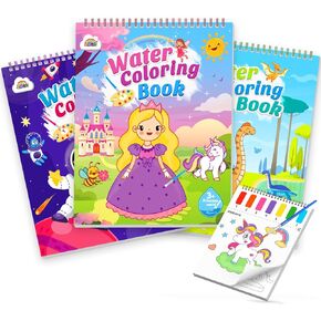 ZMLM Paint with Water Coloring Books for Toddlers - Mess Free Painting Activity for Kids - Arts & Crafts Gift Toy for Boy Girl Ages 4 5 6 7 8 - Birthday Christmas Easter(Princess & Animal & Space)