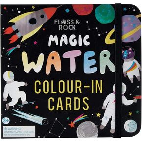 Floss & Rock Magic Water Cards - Space Theme - Reusable & Portable - Discover Colors & Patterns That Appear and Disappear - Educational Toy for Kids with Water Pen and Travel Case