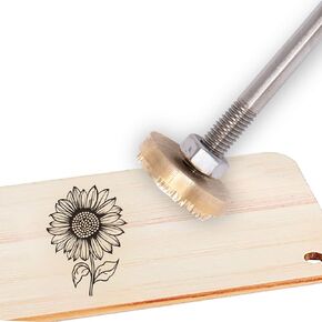 SUPERFINDINGS Wood Branding Iron Sunflower Pattern 1.2" Leather Branding Iron Stamp BBQ Heat Stamp with Wood Handle for Baking, Wood and Leather