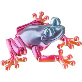 WESADN 3D Printed Frog, 3D Printed Animals 3D Printed Toys Articulated Frog with Flexible Joints 3D Frog Prince Fidget Toy 7.1 Inch Multi Color for Home Office Decor Executive Desk Toys, Rainbow